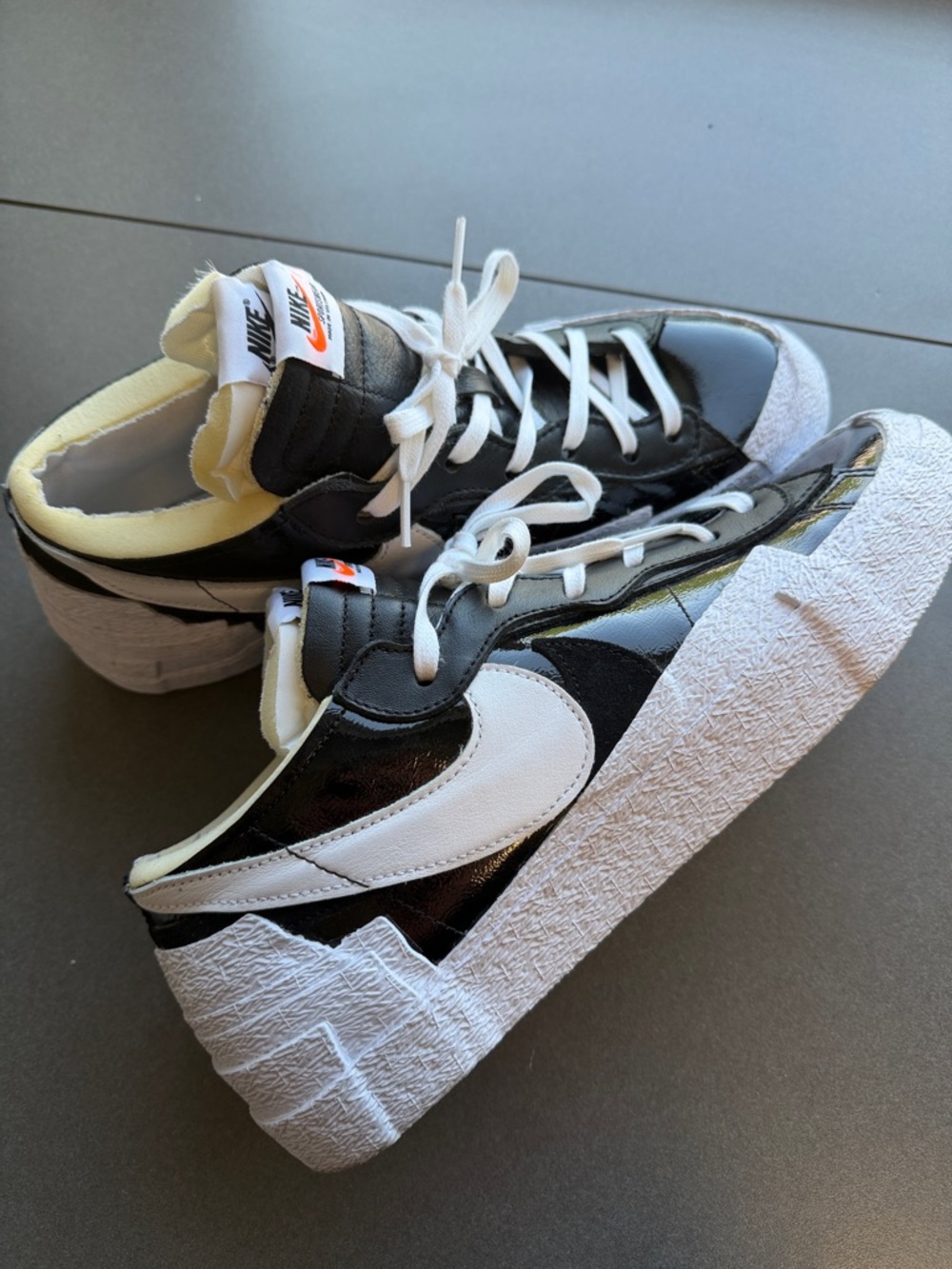 Nike x Sacai Blazer Low Black Patent Leather sneakers